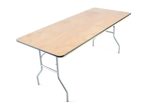 Wood-top banquet table with folding legs