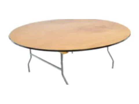 Round wood-top table with folding legs