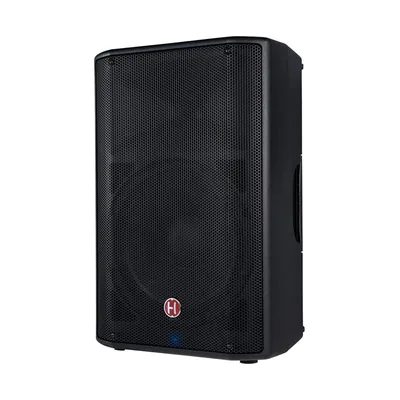 Black powered PA speaker
