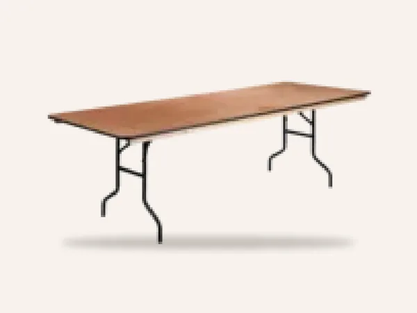 Taylor rental rectangle banquet folding table with a wood top