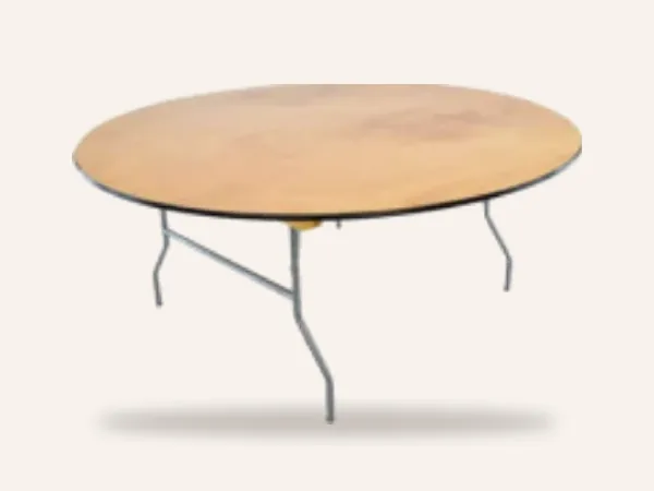 Taylor rental round folding table with a wood top